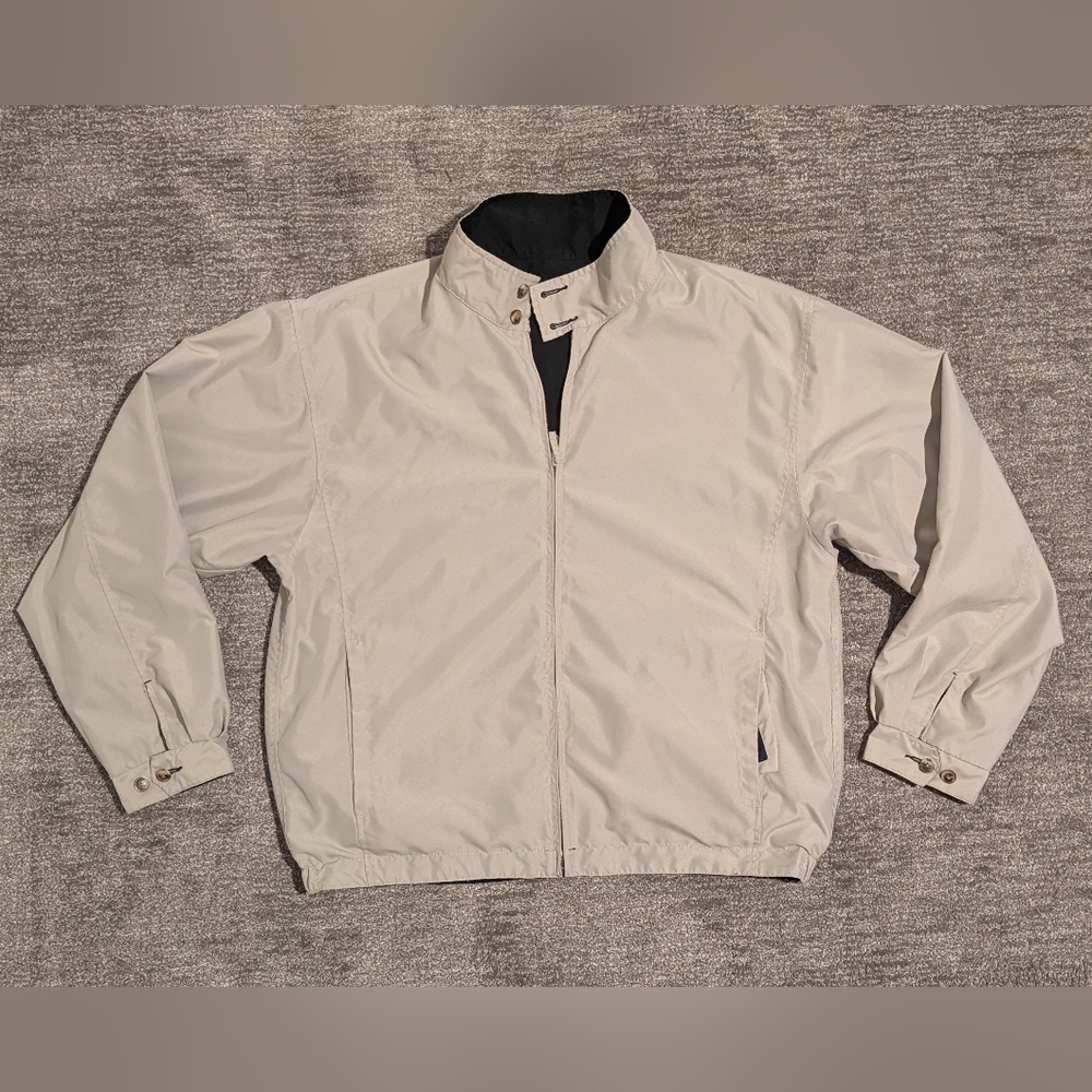 On Line Vintage Cream And Black Reversible Full Zip Golf Jacket - Medium